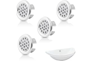 ZELHYEUU 4 Pièces Anneau de Débordement d’Évier, Anneau Bouchon De Trop-Plein, Garniture Évier de Trou Rond, Anneau de Débordement d’Évier Couvercle de Trop-Plein, Bouchon Trop Plein Lavabo