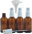 Viva Haushaltswaren - 4 x Apotheker-Sprühflasche 50 ml aus Braunglas, kleine Glasflaschen mit Zerstäubereffekt - Made in Germany & BPA frei (inkl. einem Trichter Ø 5 cm)