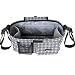 Damero Pram Buggy Buddy Stroller Organiser Storage Bag with Shoulder Strap, Great for Bike or Car Seat Organiser, Gray Dots