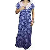 Indiatrendzs Women Hosiery Nighty Printed Sleepwear Maxi Night Gown 42"