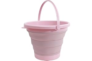 FALAFOTY Faltbarer Kunststoffeimer 5 Liter Tragbarer Wassereimer Platzsparender Haushaltseimer kompakt Falteimer Silikon Eimer Faltbar Putzeimer für Reinigung Camping Angeln Küche Outdoor Wassertopf (rosa)