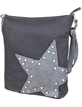 Damen Canvas STERN Sticker Handtasche Sterne Canvas TOP TREND Tragetasche
