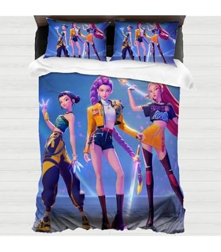 Set Copripiumino Demon Hunters 135x200 Cm - In Microfibra, Con 2 Federe, Regalo Per Ragazzi E Ragazze