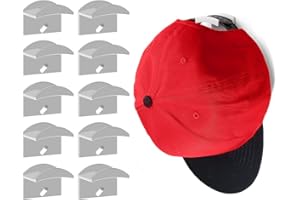 FCXJTU Adhesive Hat Hooks for Wall Mount (10-Pack), Hat Rack for Baseball Caps, No Drilling, Strong Hold Hat Hangers Storage Organizer for Door, Closet, Bedroom, Room Decor