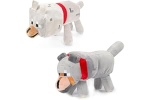 IOSCDH Mine CR-AFT Wolf Poupée en Peluche 35cm & 18cm,2 pièces Mine CR-AFT Jouet Peluche,Bambola di Peluche,Mignon et Drôle Wolf Peluche,Jouet à Collectionner pour Fans du Jeu et Enfants das 3 Ans
