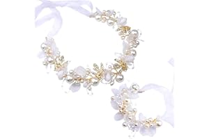 WHYCNJL 1 Pieza Niña Comunión Coronilla Con 1 Niña Cabello Cinta Pulsera Enredadera Rhinestone Rhinestone Ramo Flor Tocado para Bodas Cumpleaños Fiestas Rendimiento y Verano Playa