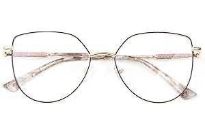 OKH Blaulichtfilter Brille Frauen Damen Cateye Metallbrille Katzenauge Anti Blendung mit Frühlingsscharnier Bling Dekoration für Computerspiele Lesen