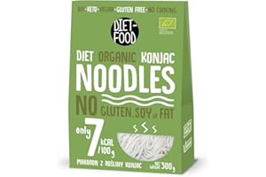 DIET-FOOD Bio Shirataki Noodles makaron niskowęglowy, konjakowy, niskokaloryczny, wegański, bez tłuszczu, soi, bezglutenowy, rozpuszczalny w wodzie, makaron dietetyczny, niska zawartość kalorii, 300 g