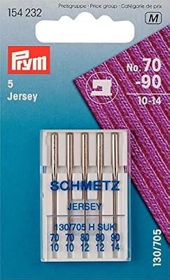 Prym 154232 Jersey de Aiguilles Machine À Coudre 130/705 70–90 Lot de 5 Standard Aiguilles de machine à coudre – Acier – Argent, 3.0 x 0.3 x 0.3 cm