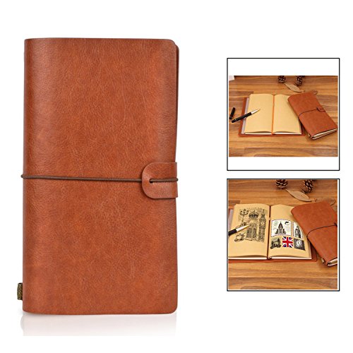 Itian Taccuino Vintage in Pelle per Regali, Viaggi, Scrivere e Schizzi(Marrone)
