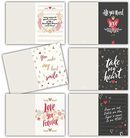 'Elegant Folding Card Set Love &amp; Letters For Wedding, Engagement, Valentine's Day. Modern Romanischen 12 Cards of Love