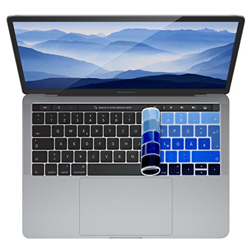 kwmobile Tastaturschutz Apple MacBook Pro 13″ / 15″ (ab 2016) Touchbar – QWERTZ Silikon Laptop Tastaturfolie – Notebook Tastaturschutzfolie Hellblau Dunkelblau - 2