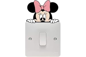 BRJR PRO CUT GRAPHICS - 1 x Minnie Mouse Peeking Light Switch Wall Art Nursery Sticker Vinyl Decal Mickey Bedroom Girls Boys (Full Colour Print)