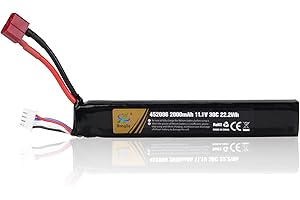 AOFONCHY 11,1V 2000mAh 3S 30C Batería LiPo Recargable con Deans-T Conector para Rifles de Airsoft M4, M110, AK47, L85, MP5, Scar, M249, AUG, AEG, MP5K, M60, RPK, PKM