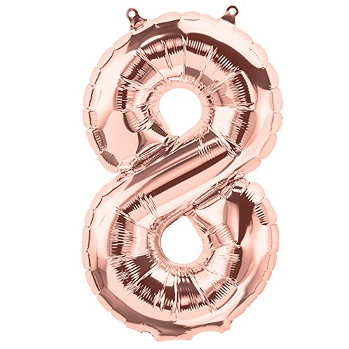Zahl 8 Folienballon Roségold XXL 86cm für Heliumfüllung geeignet