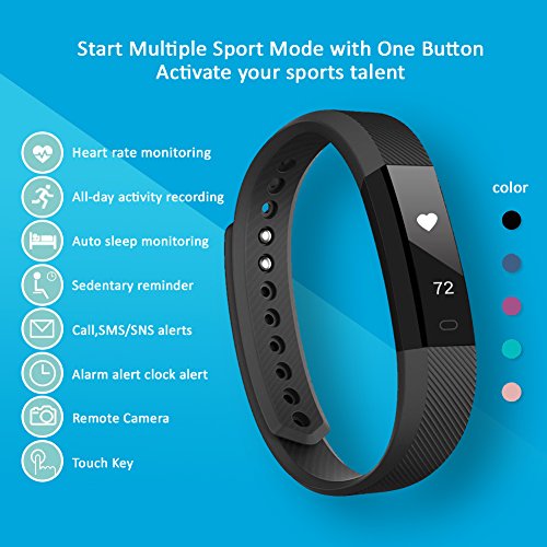 LINTELEK Fitness Tracker Uhr mit Herzfrequenzmesser, schlanke Touchscreen und Armbänder, Tragbar Wasserdichte Aktivität Tracker Schrittzähler - 2