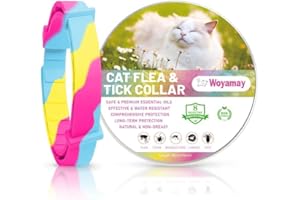 Woyamay Collare Antiparassitario per Gatti, Collare Antipulci Gatto Regolabile Resistente All'acqua, Naturali 8 Mesi di Protezione Collare Antizecche per Gatti per Tutti i Gatti, Arcobaleno