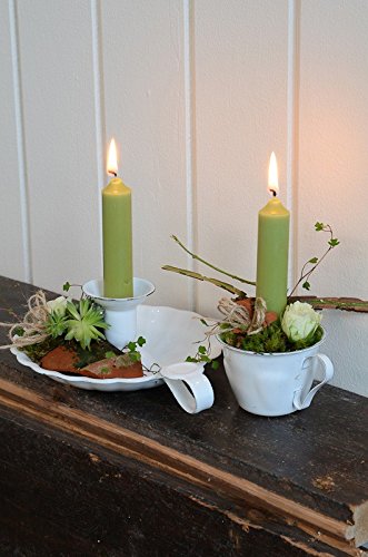 Ib Laursen – Kerzenständer, Kerzenleuchter – Nostalgisch – Emaille weiß gewellte Kante – shabby Chic Vintage - 6