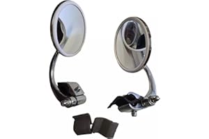 GENERIC ukscooters PAIR STAINLESS LEGSHIELD FOLDING ROUND MIRRORS LH RH COMPATIBLE WITH LAMBRETTA VESPA