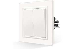 CNBINGO Przełącznik światła Rocker z pazurami – nowoczesny przełącznik ścienny podtynkowy – podwójny przełącznik kołyskowy z przyjazną dla skóry matową płytą – 2-krotny 1-drożny – biały