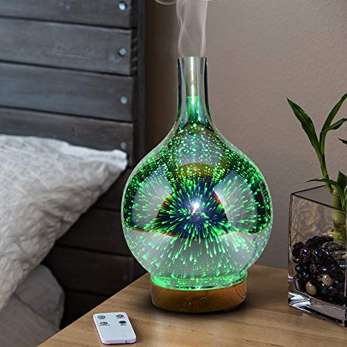 Essential Oil Diffuser, 100ml Aromatherapy Mist Humidifier, Ultrasonic Air Purifier with 3D Effect Night Light and Auto Shut-Off, Decorative LED Lamp for Office Home Study Yoga Spa - Multi Color