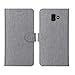 Produktbild DDJ J6 Plus Hülle 2018,Leder Tasche Flip klappbares Case Cover Standfunktion Magnetverschluß Card Holder kristallklarer TPU Stoßstange Wallet Schutzhülle Handyhülle für Galaxy Samaung J6 Plus (Grau)