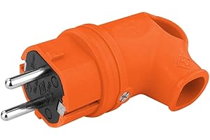 PREIS-ZONE Spina Schuko con manico 16 A, 230 V, spina in gomma Schuko arancione