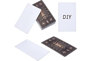 NBEADS 100 Pcs Blank Tarot Cards with Design on Back, Blank Oracle Tarot Cards to Write On DIY with Celestial Gold Foil Design, 6.9×11.8cm