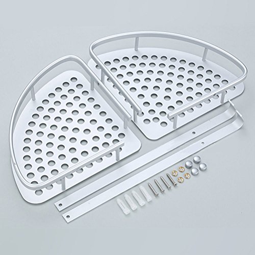 Pixnor Dusche Regal-Aluminium 2-stufig Bad Ecke Storage Rack Veranstalter (Silber) - 7