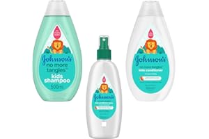 SAESR Johnson's Kids Shampoo and Conditioner. Kids Shampoo 500ml, Kids Conditioner 500ml, and Kids Conditioner Spray 200ml. Hypoallergenic and pH-Balanced Kids Toiletries (3-Pack No More Tangles).