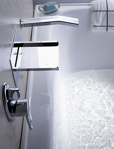 KISSRAIN® by Lightinthebox - LED Waterfall Tub Faucet with Pull-out Hand Shower (Wall Mount) - Image 4