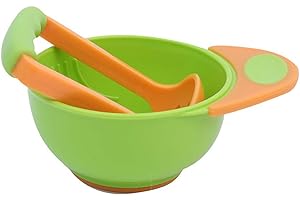 Vokmon Baby Grinding Bowl Manual Kids Feeding Bowl Vegetable Fruit Vegetable Masher Baby Grinding Infant Food Masher Set, Orange Green