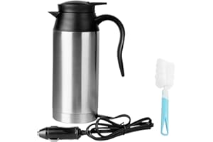 SKJJL Auto Wasserkocher Edelstahl 12V, 750ml Reisewasserkocher Wasserkocher Camping Zigarettenanzünder, Tragbarer Reise Teekanne Auto Kettle Für Die Zubereitung Von Tee, Kaffee Babymilch
