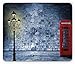 Produktbild Lantern Mouse Pad, Vintage Scene Brick Wall and British Phone Box in Dark Night Twilight, Standard Size Rectangle Non-Slip Rubber Mousepad, Violet Blue Vermilion
