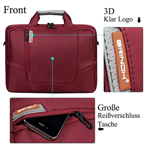 BRINCH 17,3 Zoll neue weiche Nylon stoßfest Laptop Computer Umhängetasche Messenger Bag Aktentasche mit Taschen & Griffe und abnehmbaren gepolstertem Schulterriemen für 17 – 17,3 Zoll Laptop / MacBook / Notebook / Chromebook / Tablet Computer, Rot - 2