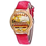 IG Invictus Damen Mode Casual Lederstrap Analog Quarz Runde Uhr T334 N Quarzuhr Rote Quarz Uhr