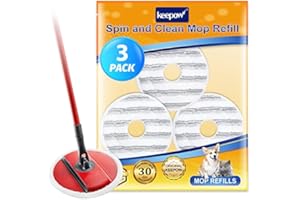KEEPOW 3 Refills for Vileda Spin and Clean Floor Mop and Bucket, Reusable Microfiber Refill Compatible with Vileda Spin Mop Head replacement, Efficient Cleaning Pads for All Floors