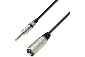 Adam Hall Cables 3 STAR BMV 1000 - Câble Micro XLR mâle vers Jack 6,35 mm TRS stéréo 10 m