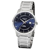 Regent Herren-Armbanduhr Elegant Analog Edelstahl-Armband silber Quarz-Uhr Ziffernblatt blau URF1044