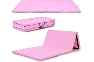 GOPLUS Vikbar gymnastikmatta 240 cm x 116 cm x 5 cm, vikbar gymnastikmatta med bärhandtag, kardborreband, gymnastikmatta, hopfällbar matta för yoga, stretch, aerobics, core träning