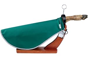 DISELIO Cubre Jamón Verde con Vivo de Rayas al rededor, con forma redondeada. Protector para Jamón o Paletilla (C-J-Ver_Rayas)