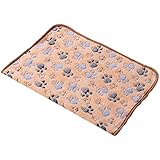 Heimtierdecke - SODIAL(R)Haustiere Hunde Katze Korallen Fleece Decke Matte Heimtierdecke Pet Klein Gross Tatzen Muster, Tan Farbe S