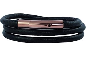 König Design Lederkette Lederband Leder-Armband 4 mm - 6 mm Herren Halskette Braun/Schwarz 17-100 cm lang mit Hebeldruck Verschluss Rose Gold Rund
