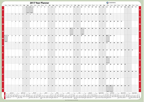 Download Economy 2017 Laminated Wall Planner, Good Quality, Modern design by Plannerworld (A1 Red)