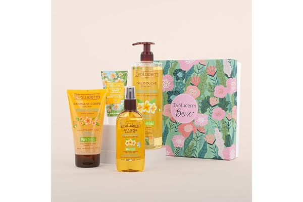 EVOLUDERM – Coffret Cadeau Monoï Corps – 4 produits – Ingrédients d’Origine Naturelle - Végan – Made in France - Idée Cadeau - Idéal cadeau de Noël, Anniversaire, Fête des Mères (Jungle)