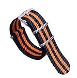 22mm schwarz / orange Premium einzigartige Mehrfarben NATO Stil robust weiches Nylon Herren-Armbanduhr Band Armband