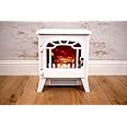 HomeZone Traditional Electric Fireplace Adjustable Flame Effect Stove Fire Heater - Freestanding Fire Place 2 Heat Settings Portable Heater Log Burner Room Heater for Home Heating (White, 1800W)