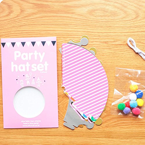 NUOLUX Partyhüte Geburtstag,Kuchen Geburtstag Party Kegel Hüte mit Pom Poms,11pcs - 5