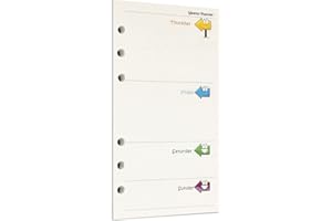 Zelten Carta perforata multicolore, 45 fogli, 90 pagine, per rilegatura a 6 fori, quaderno ricaricabile (A6, Arrow Weekly Planner)