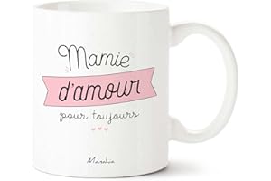 Manahia Mug Cadeau Mamie - Mamie d'amour pour toujours - Avec Boite Kraft - 330 mL, Céramique - Imprimé en France - Tasse Annonce Grossesse Mamie - Noël, Anniversaire, Fête des Grands-Mères